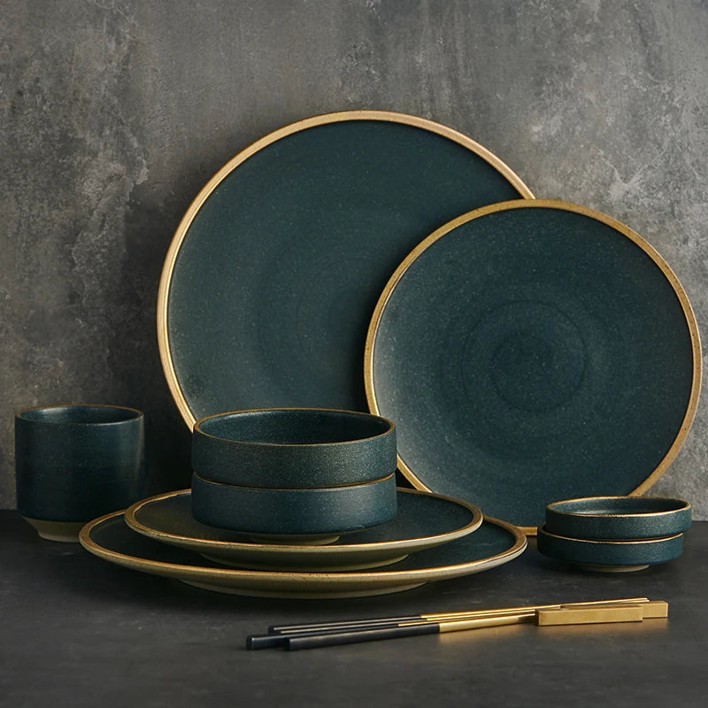 Ceramic Tablware Cutlery Set 2/4 Person Use Family Cutlery Restaurant Serves Western Dishes Plates Bowl