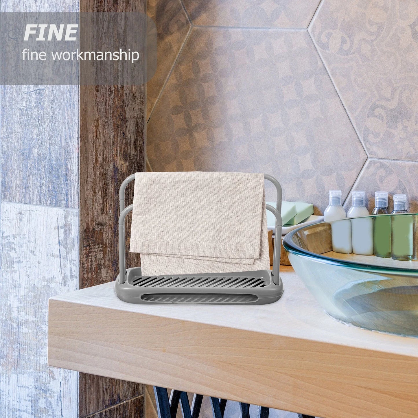 Towel Rack Countertop Organizer Kitchen Gadget Countertop Towel Stand Fashion Towel Holder Towel Standing Rack Double Pole Storage Rack