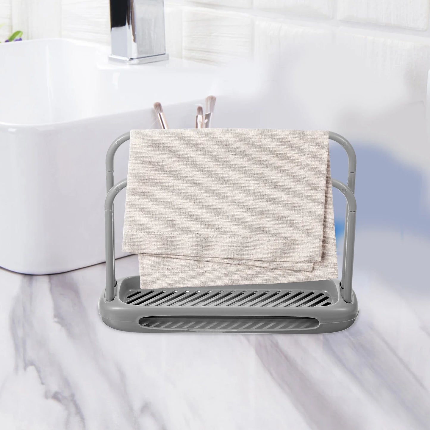 Towel Rack Countertop Organizer Kitchen Gadget Countertop Towel Stand Fashion Towel Holder Towel Standing Rack Double Pole Storage Rack