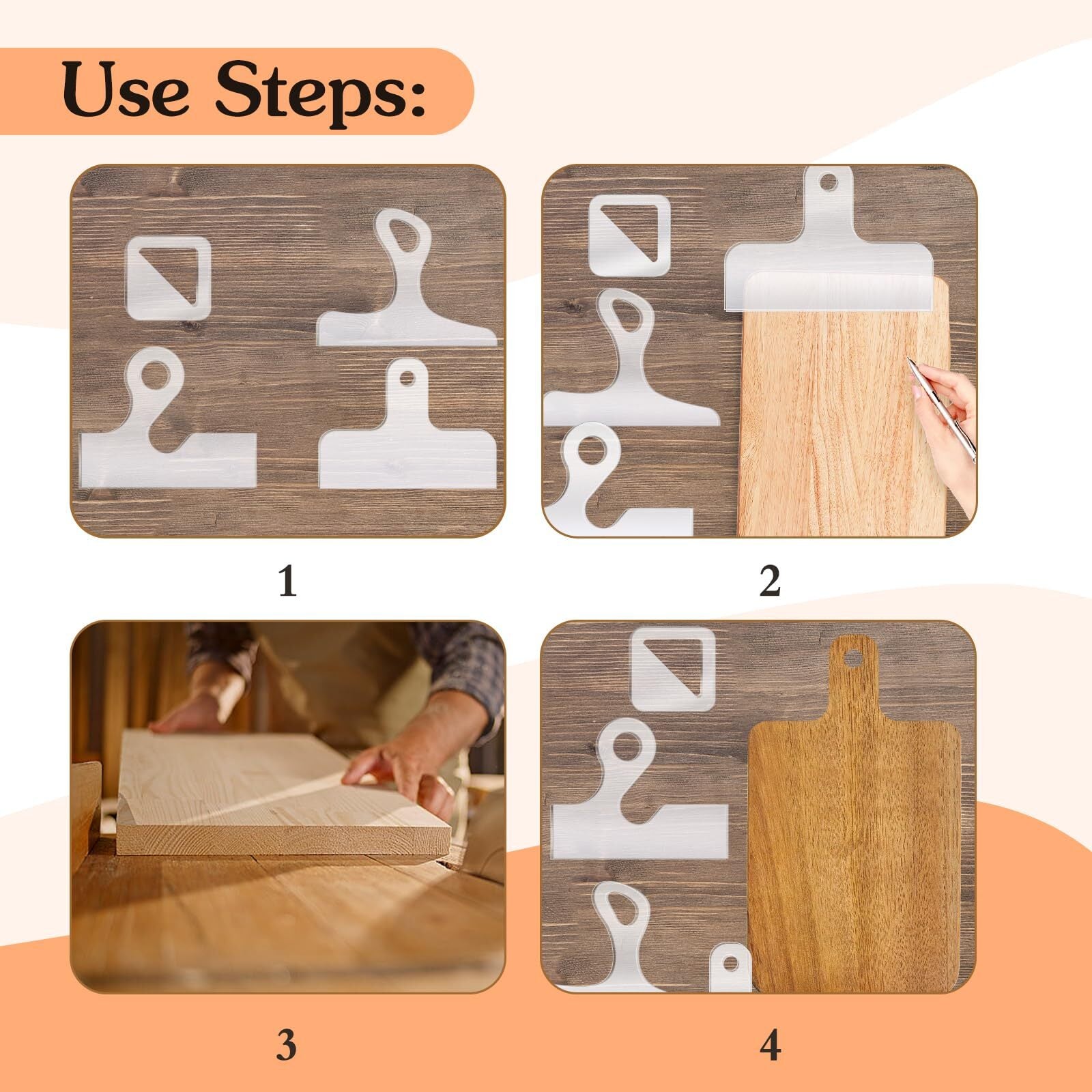 4Pk Router Templates Charcuterie Board Handle Templates for Kitchen Woodworking