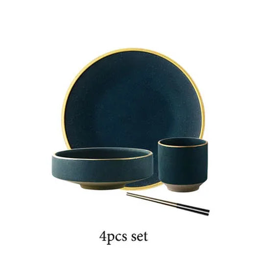 Ceramic Tablware Cutlery Set 2/4 Person Use Family Cutlery Restaurant Serves Western Dishes Plates Bowl